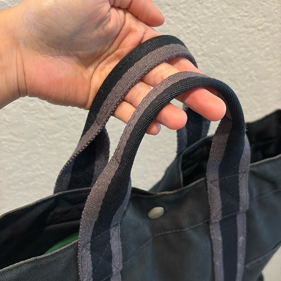 Hermes Large Handbag Canvas Tote Unisex Black - Picture 4 of 12